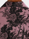 Chemise à manches courtes boutonnée rose en rayonne hawaïenne d'été à fleurs en bambou pour hommes