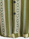 Chemise rétro vintage à manches courtes et imprimé aztèque des années 70 pour homme