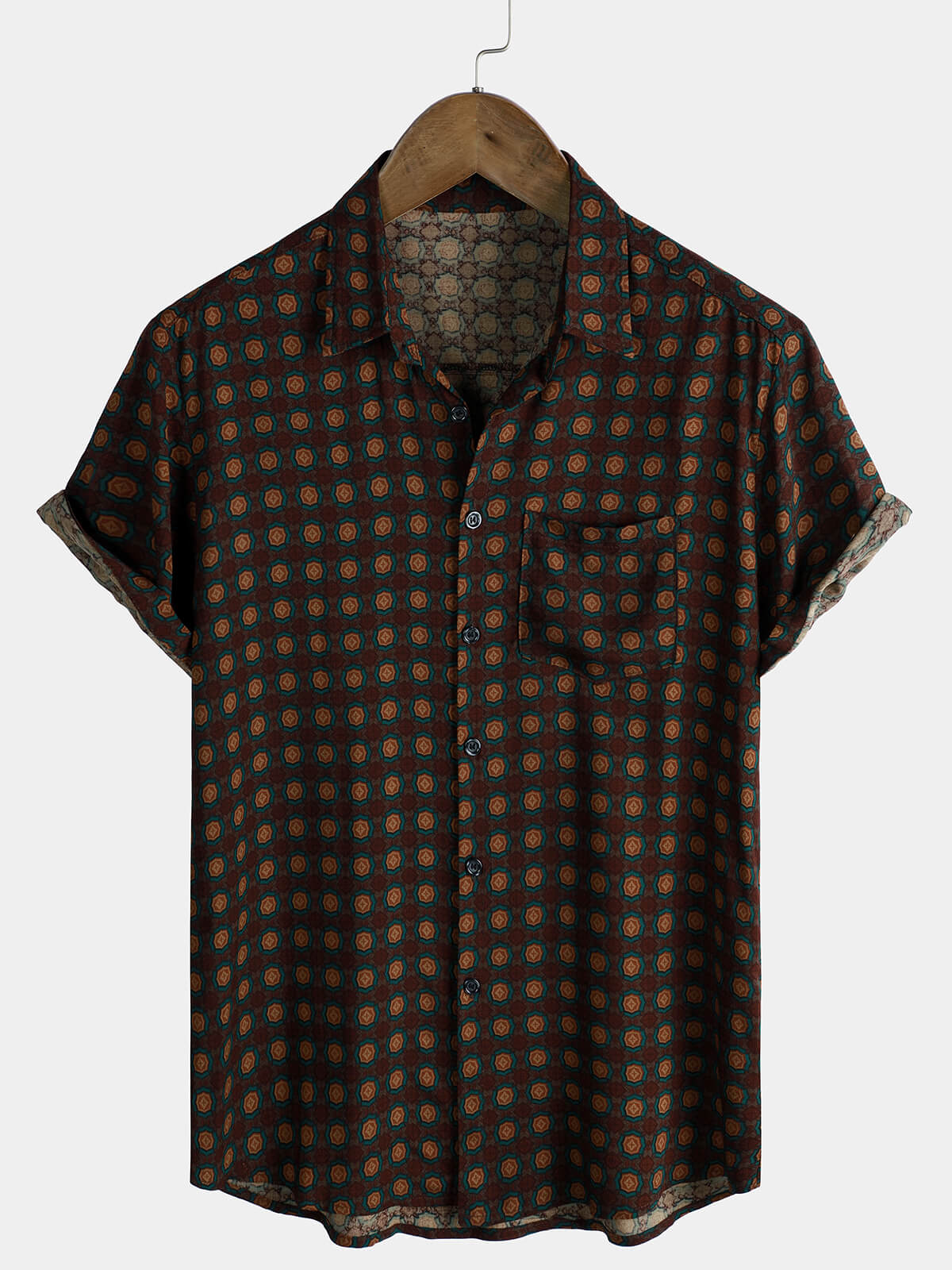Chemise d'été décontractée à manches courtes pour homme, style vintage, pour la plage