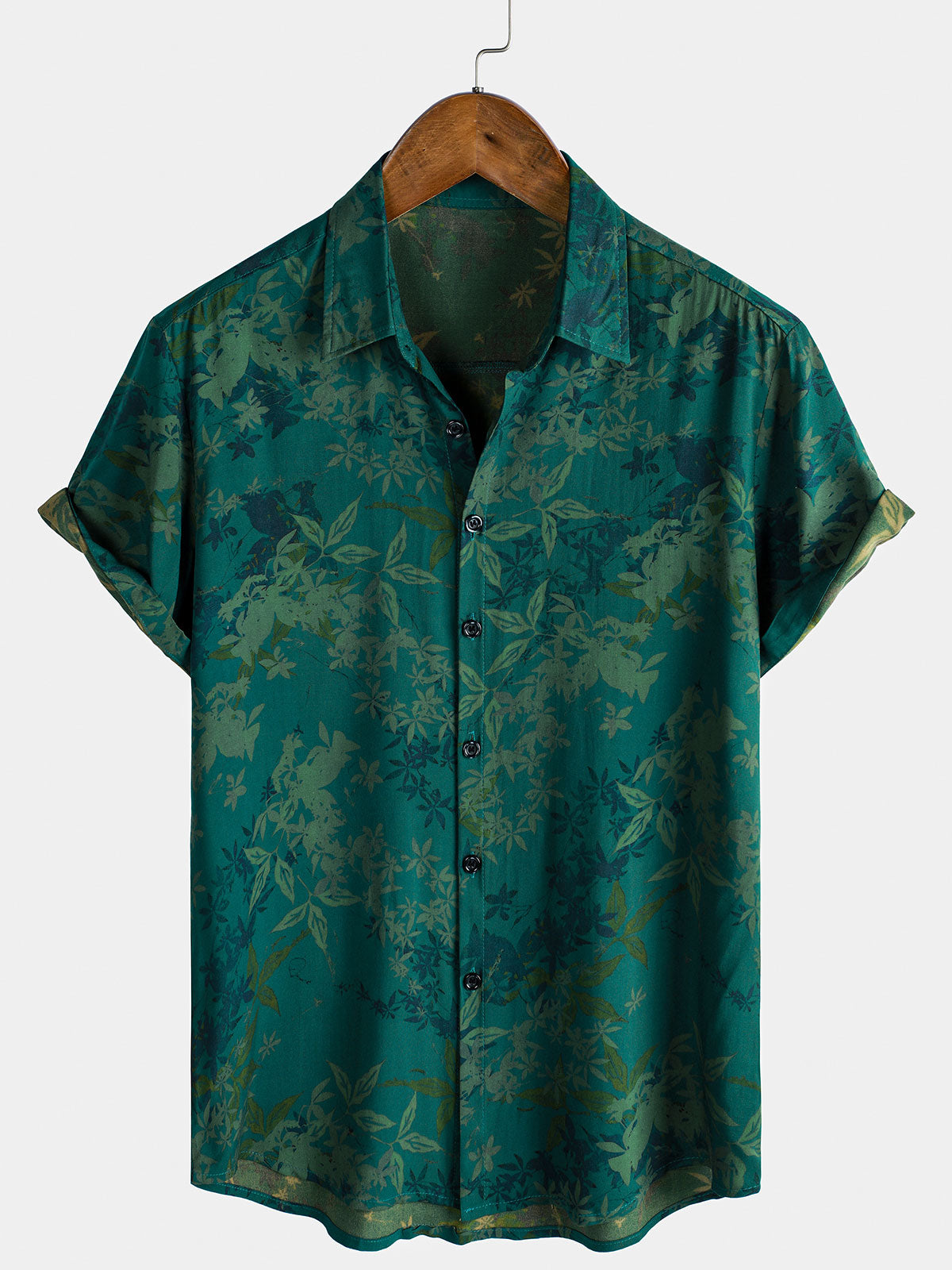 Chemise de vacances respirante à manches courtes pour homme, motif floral vintage