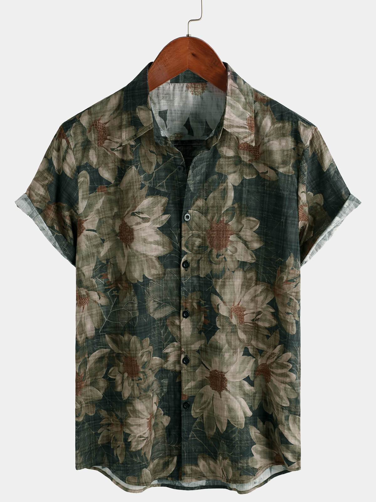Chemise à manches courtes décontractée à imprimé floral vintage pour homme