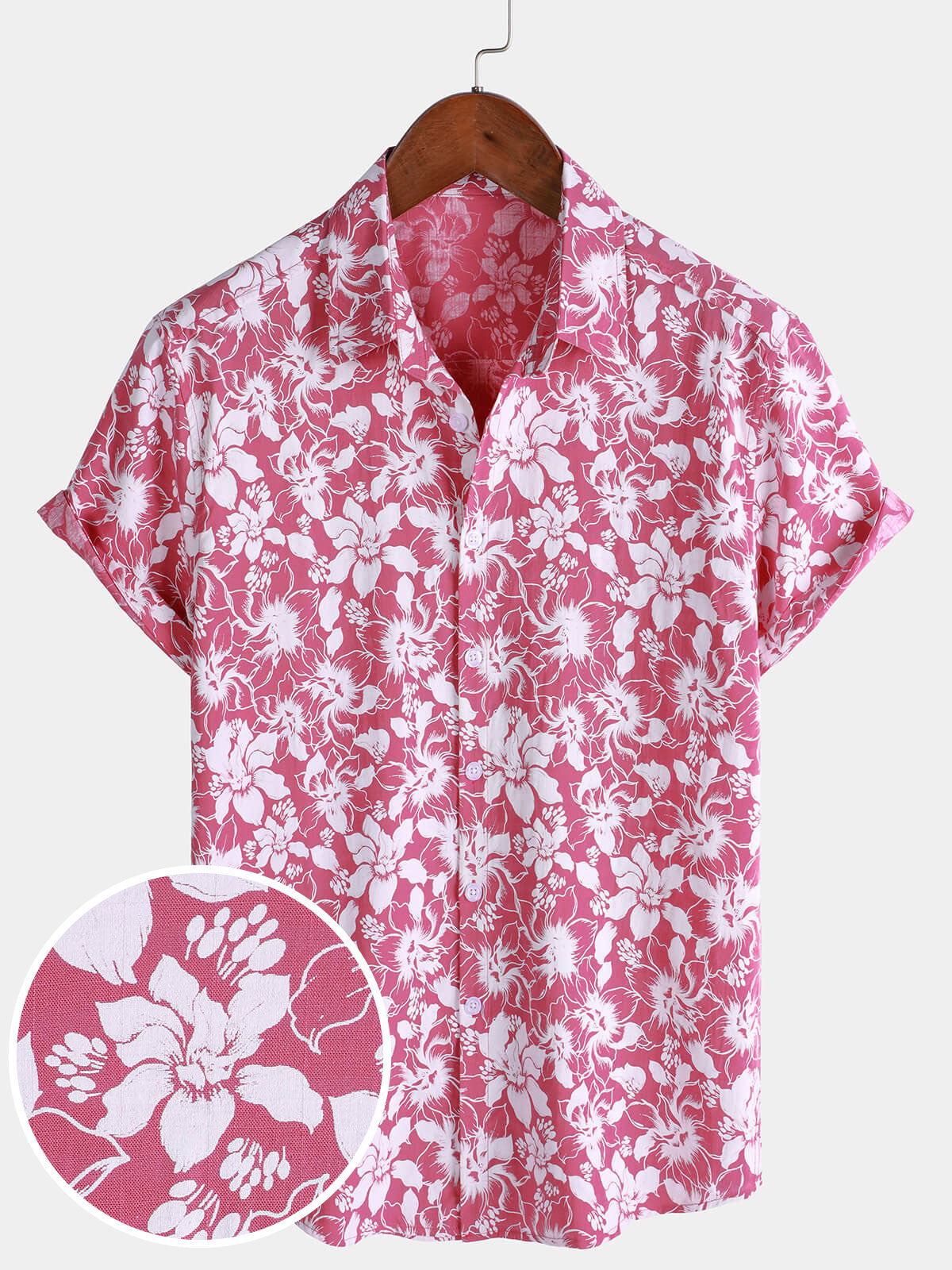 Chemise hawaïenne à manches courtes en coton pour homme, imprimé floral, style vacances