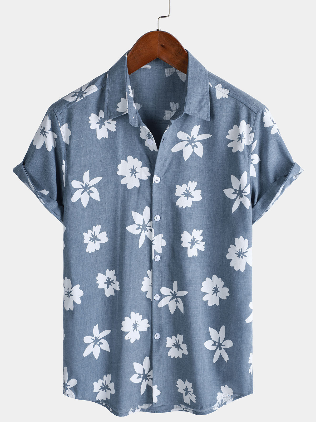 Chemise d'été à manches courtes pour homme, décontractée, en coton, à imprimé floral, idéale pour les vacances
