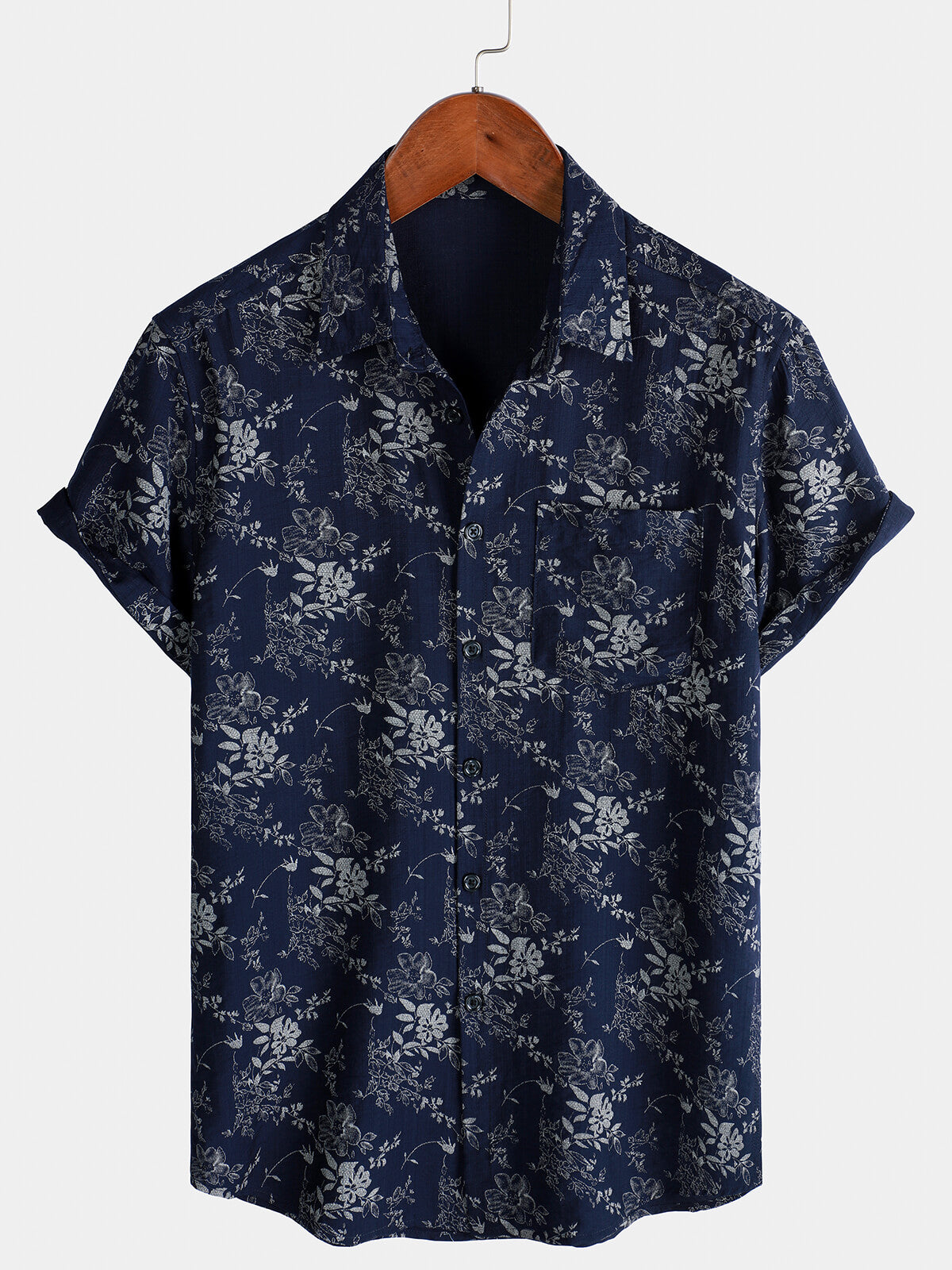 Chemise à manches courtes pour homme, décontractée, style vintage, à fleurs, pour les vacances