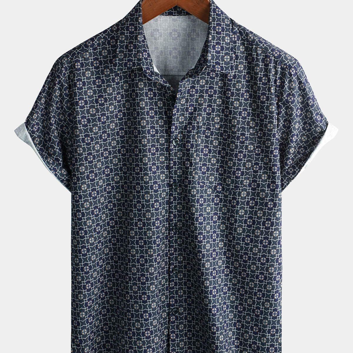 Chemise en coton à manches courtes pour hommes, décontractée, vintage, d'été