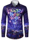 Chemise boutonnée à manches longues pour hommes, feux d'artifice, vacances, bonne année, fête, 2024