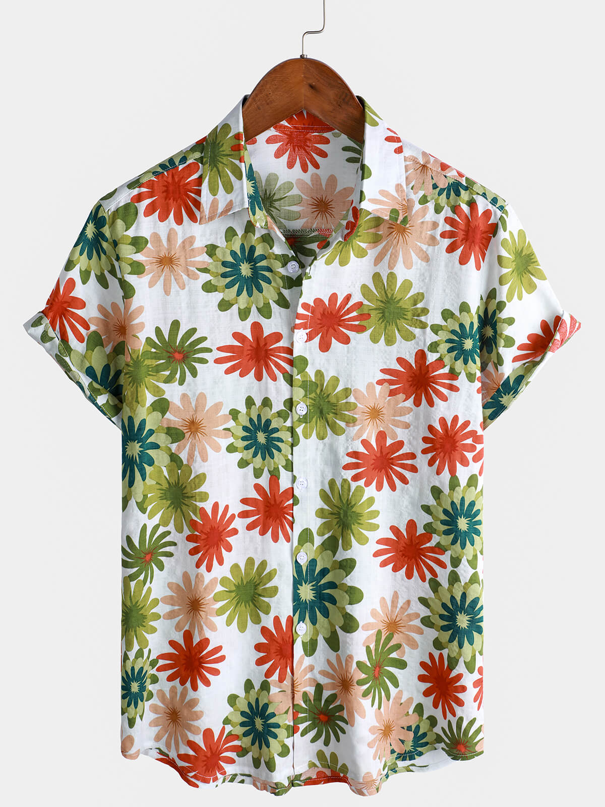 Chemise boutonnée à manches courtes et imprimé floral pour homme