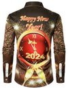Chemise à manches longues boutonnée pour homme, réveillon du Nouvel An drôle, horloge de compte à rebours 2024