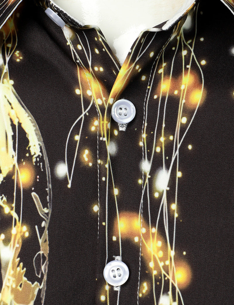 Chemise noire à manches longues pour hommes, fête du réveillon du nouvel an, Cheers amusants, bouton de célébration du Champagne