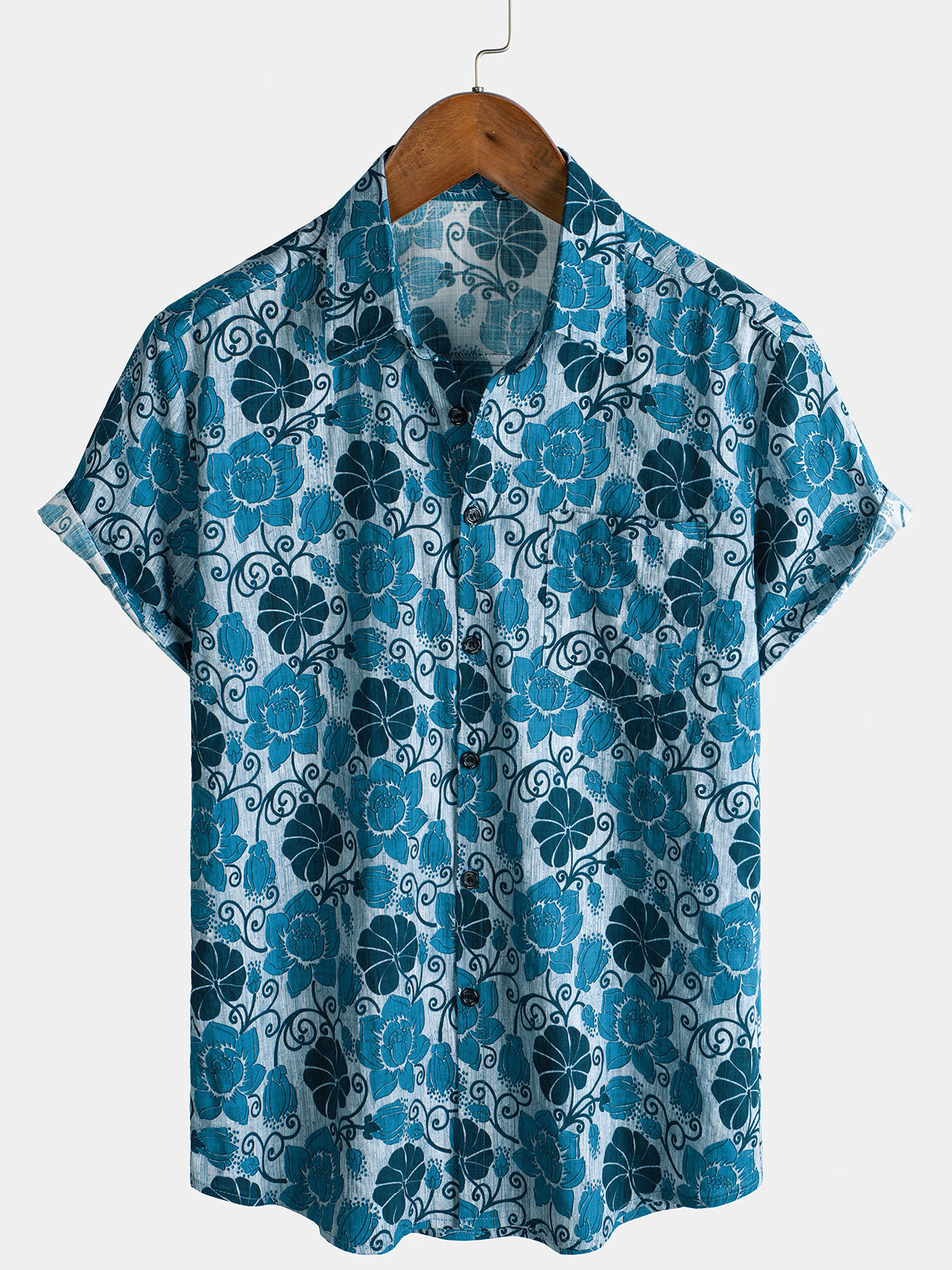 Chemise hawaïenne décontractée à manches courtes et à imprimé floral pour homme