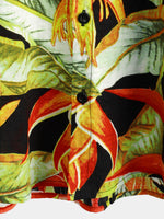 Chemise hawaïenne vintage à manches courtes à imprimé floral tropical pour hommes