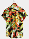 Chemise hawaïenne vintage à manches courtes à imprimé floral tropical pour hommes