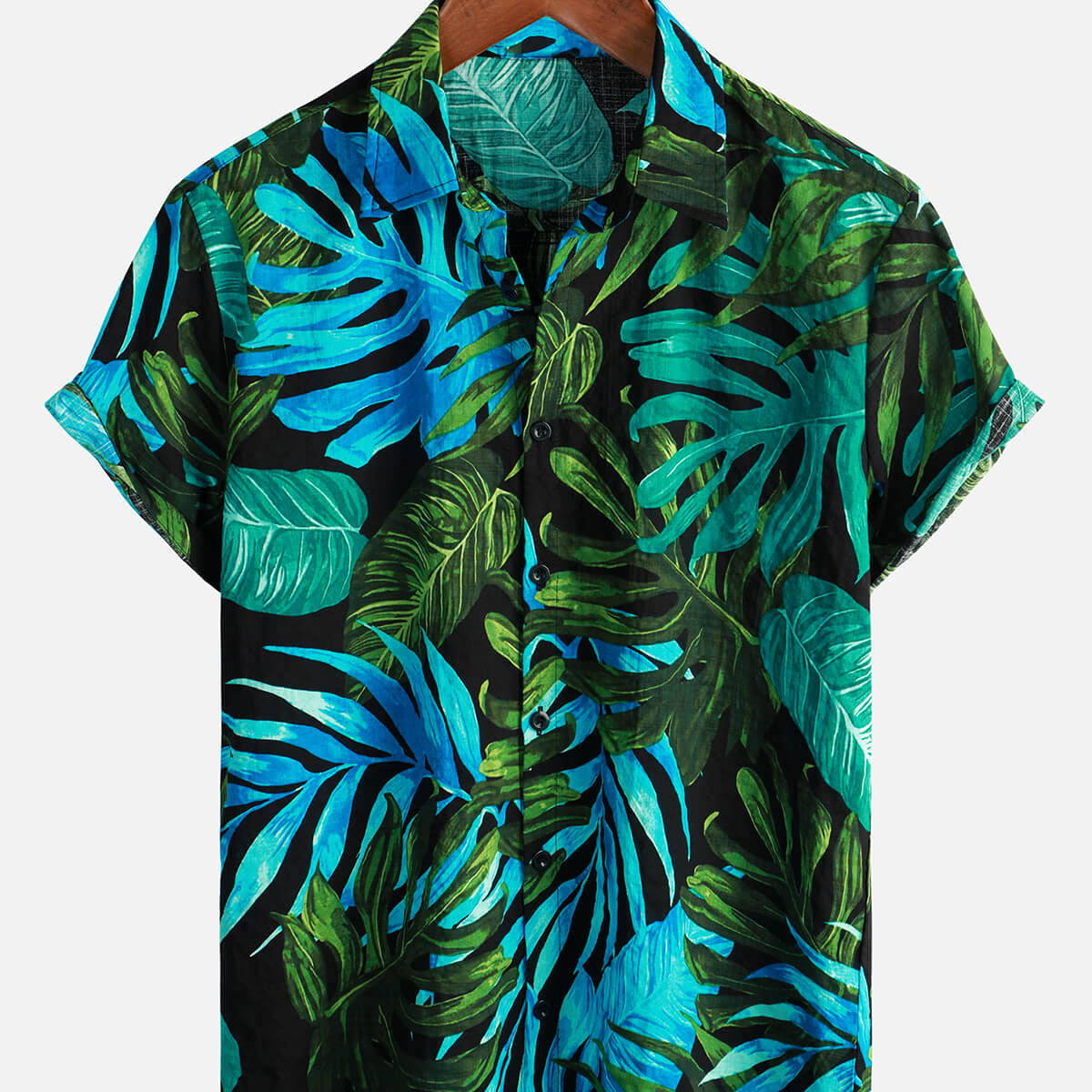 Chemise à manches courtes boutonnée pour homme Black Beach Summer Hawaiian Holiday Tropical