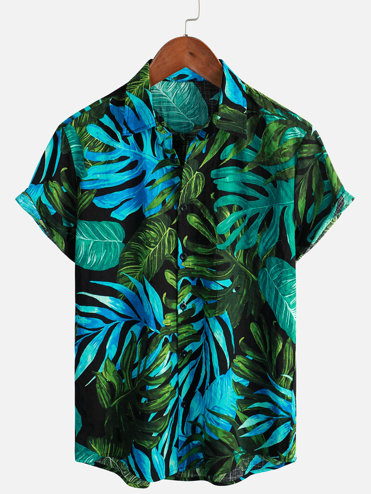 Chemise à manches courtes boutonnée pour homme Black Beach Summer Hawaiian Holiday Tropical