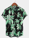 Chemise à manches courtes boutonnée pour homme Palm Tree Beach Summer Black Hawaiian Holiday Tropical