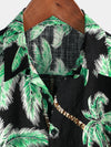 Chemise à manches courtes boutonnée pour homme Palm Tree Beach Summer Black Hawaiian Holiday Tropical
