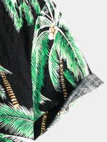 Chemise à manches courtes boutonnée pour homme Palm Tree Beach Summer Black Hawaiian Holiday Tropical