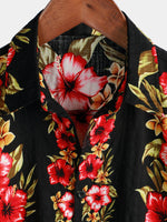 Chemise boutonnée à manches courtes à imprimé floral pour homme Funky Vintage Hawaiian Tropical Hibiscus