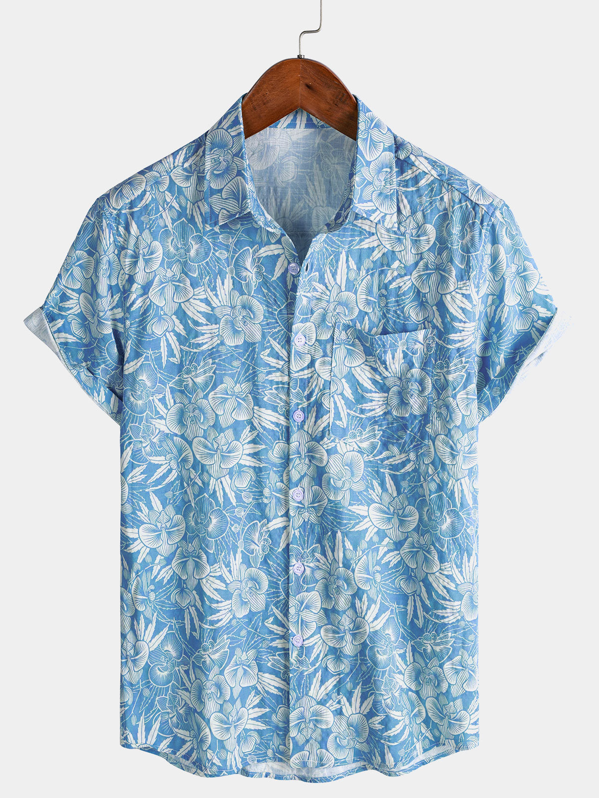 Chemise Homme Tropicale en Coton Manches Courtes
