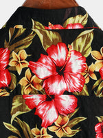 Chemise boutonnée à manches courtes à imprimé floral pour homme Funky Vintage Hawaiian Tropical Hibiscus