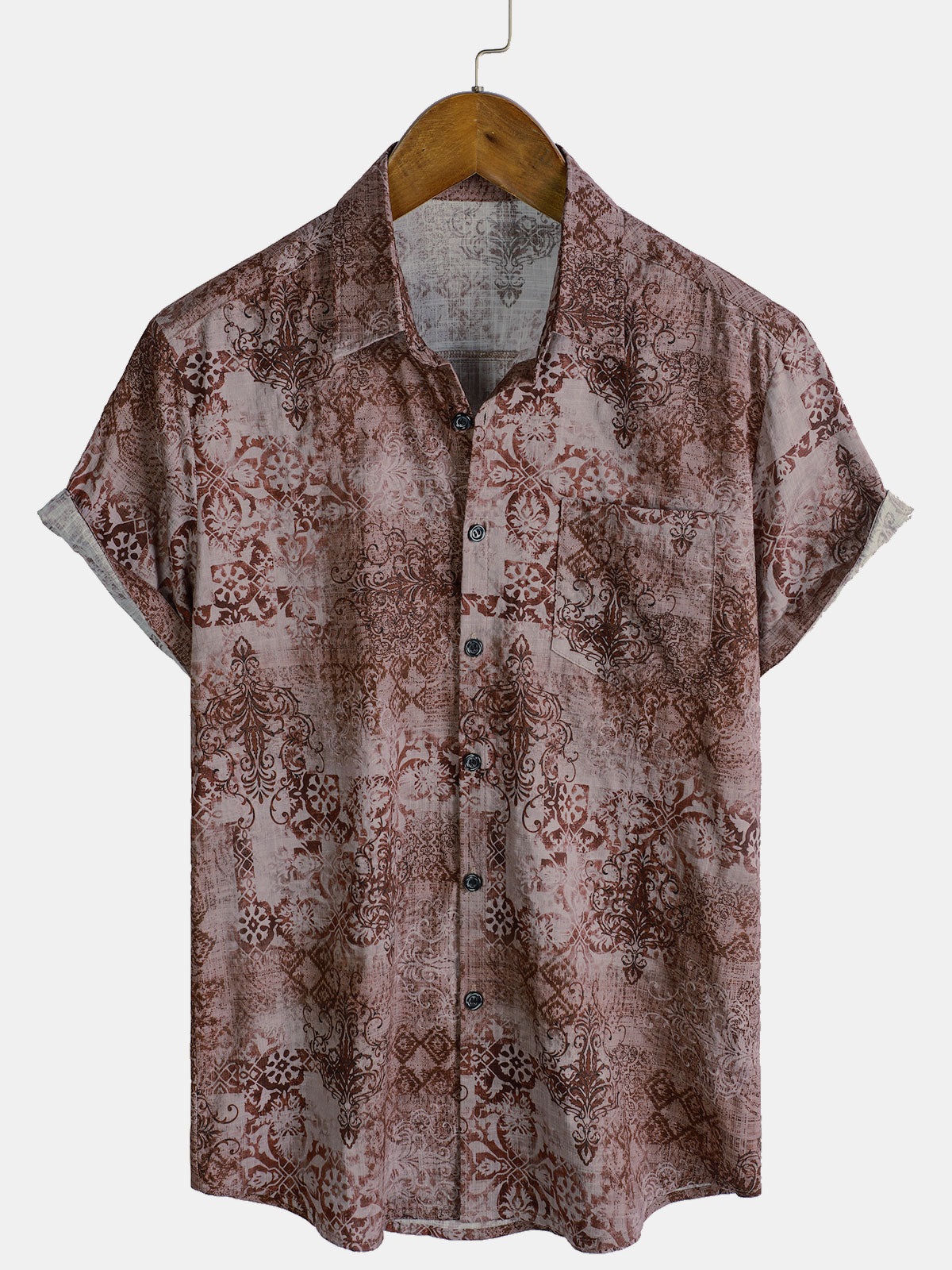 Chemise à manches courtes légère et décontractée pour homme, avec poche et imprimé vintage