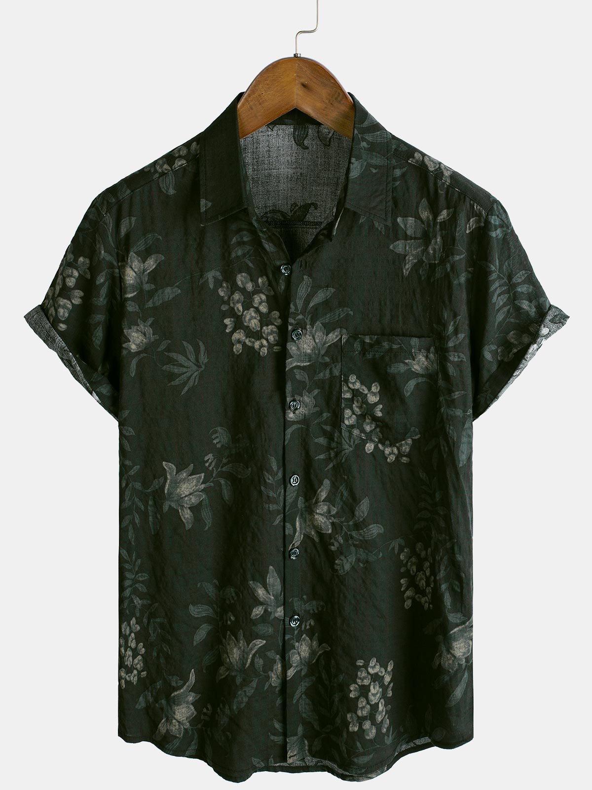 Chemise de vacances à manches courtes respirante à motif floral vintage pour homme