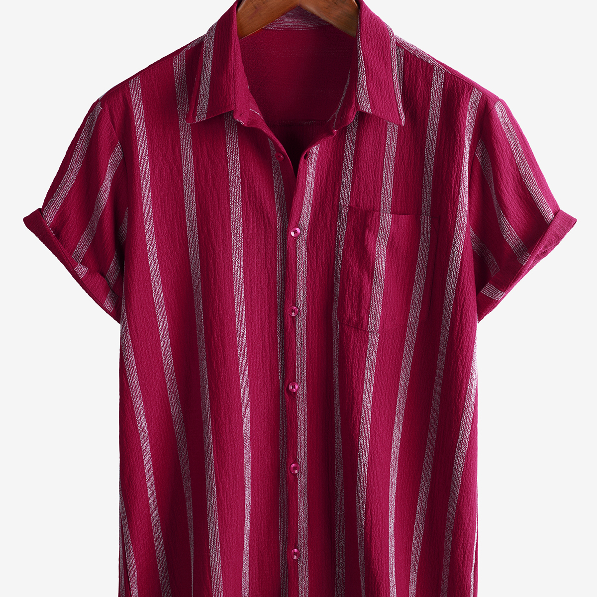 Chemise hawaïenne à rayures pour hommes avec poche, manches courtes à boutons, parfaite pour l'été et la plage