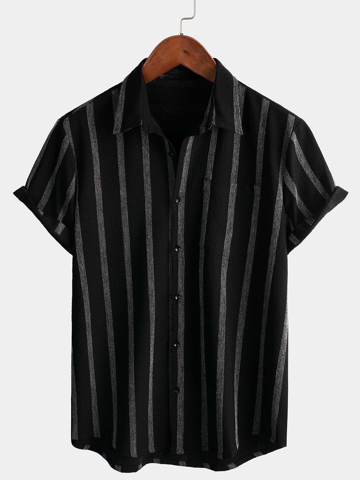 Chemise hawaïenne à rayures pour hommes avec poche, manches courtes à boutons, parfaite pour l'été et la plage