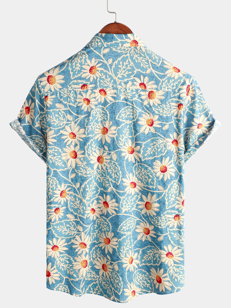 Lot de 3| Chemise à fleurs hawaïenne en coton rétro pour homme