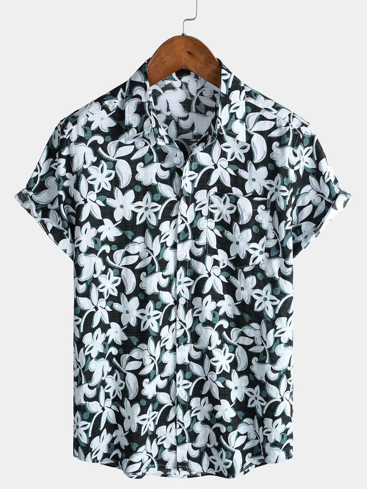 Chemise de vacances à manches courtes pour homme, motif floral tropical vintage