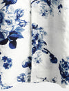 Chemise hawaïenne boutonnée à manches courtes en coton à imprimé floral bleu pour hommes
