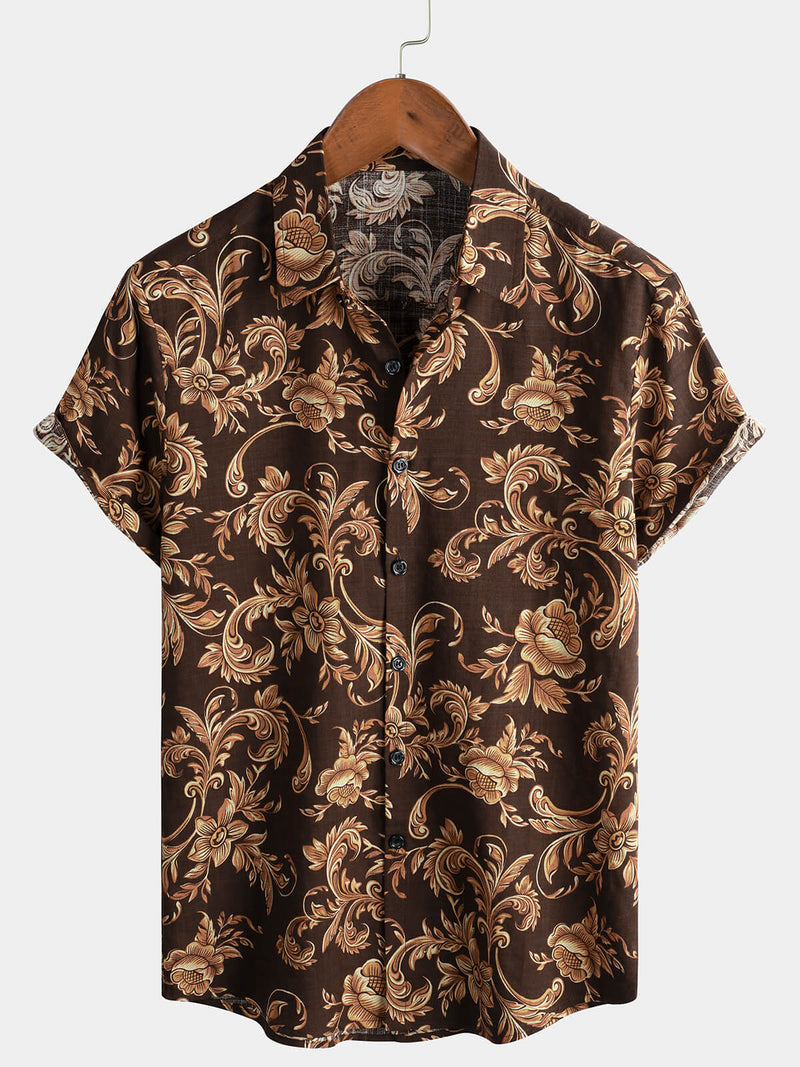 Chemise à manches courtes à imprimé baroque pour homme