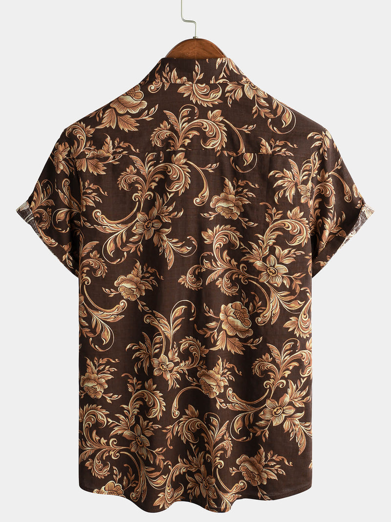 Chemise à manches courtes à imprimé baroque pour homme