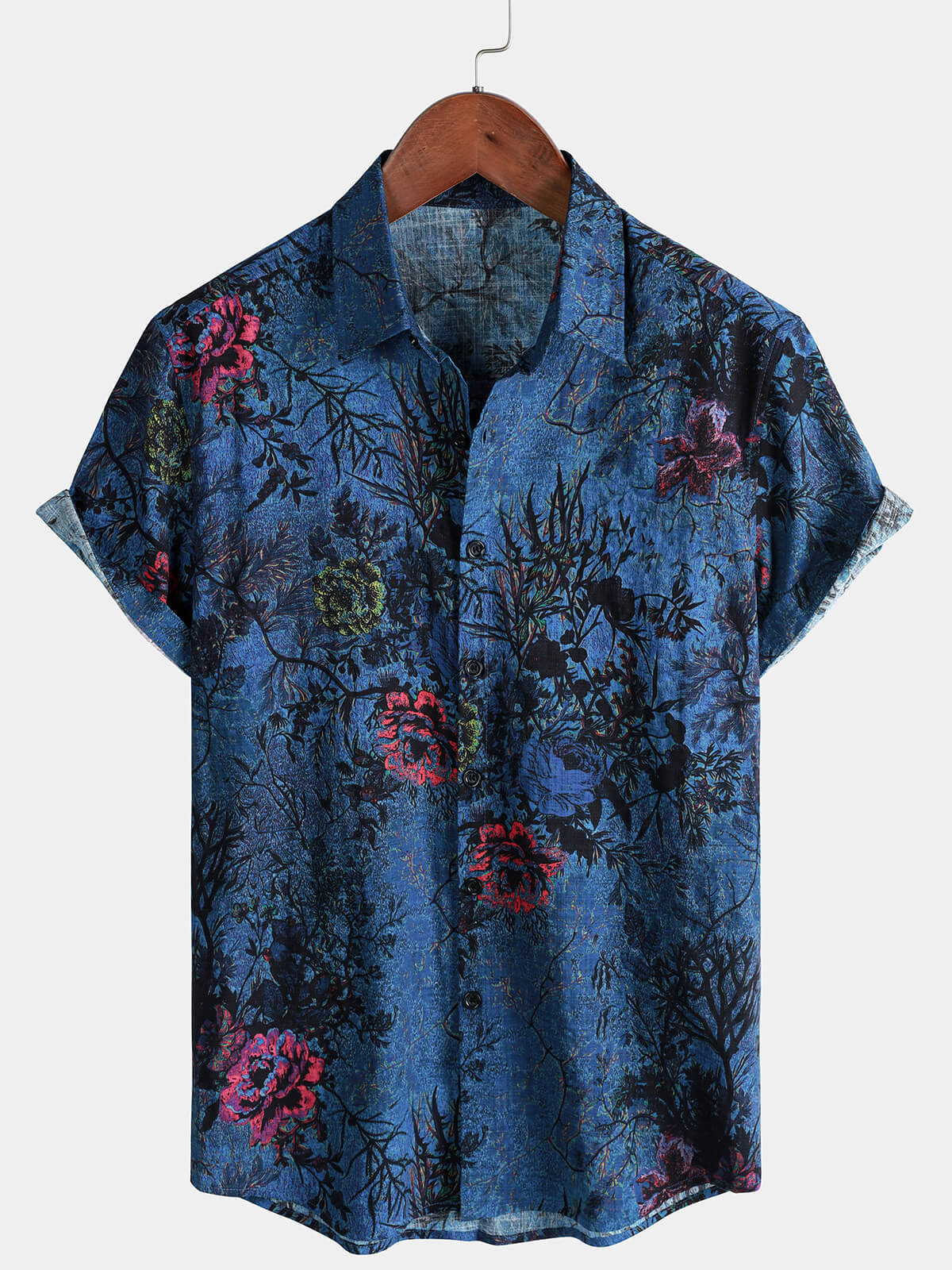 Chemise Homme Bleue Florale Vintage