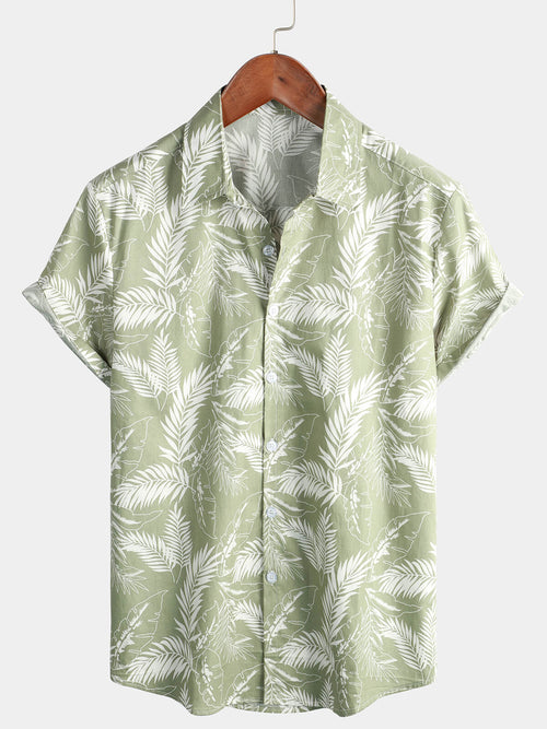 Lot de 2 | Chemises hawaïennes de plage à manches courtes en coton bleu pour hommes