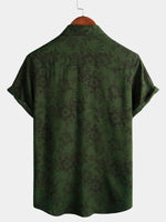 Hommes Floral Vert foncé Hawaïen Vintage Soft Beach Holiday Button Up Chemise à manches courtes