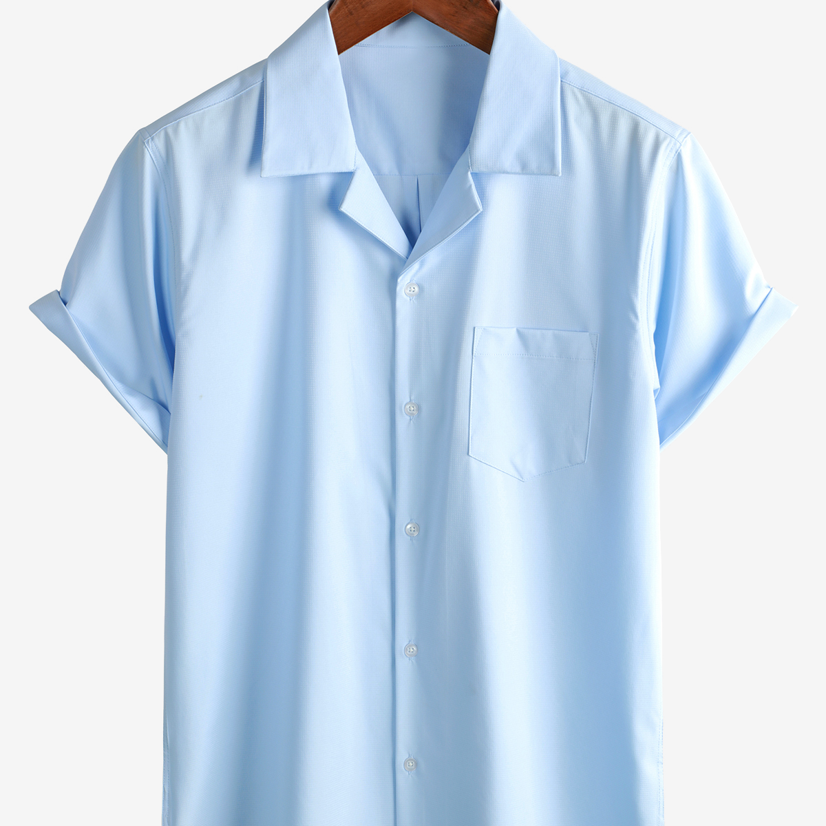 Chemise de plage d'été boutonnée à manches courtes et poches décontractées pour hommes