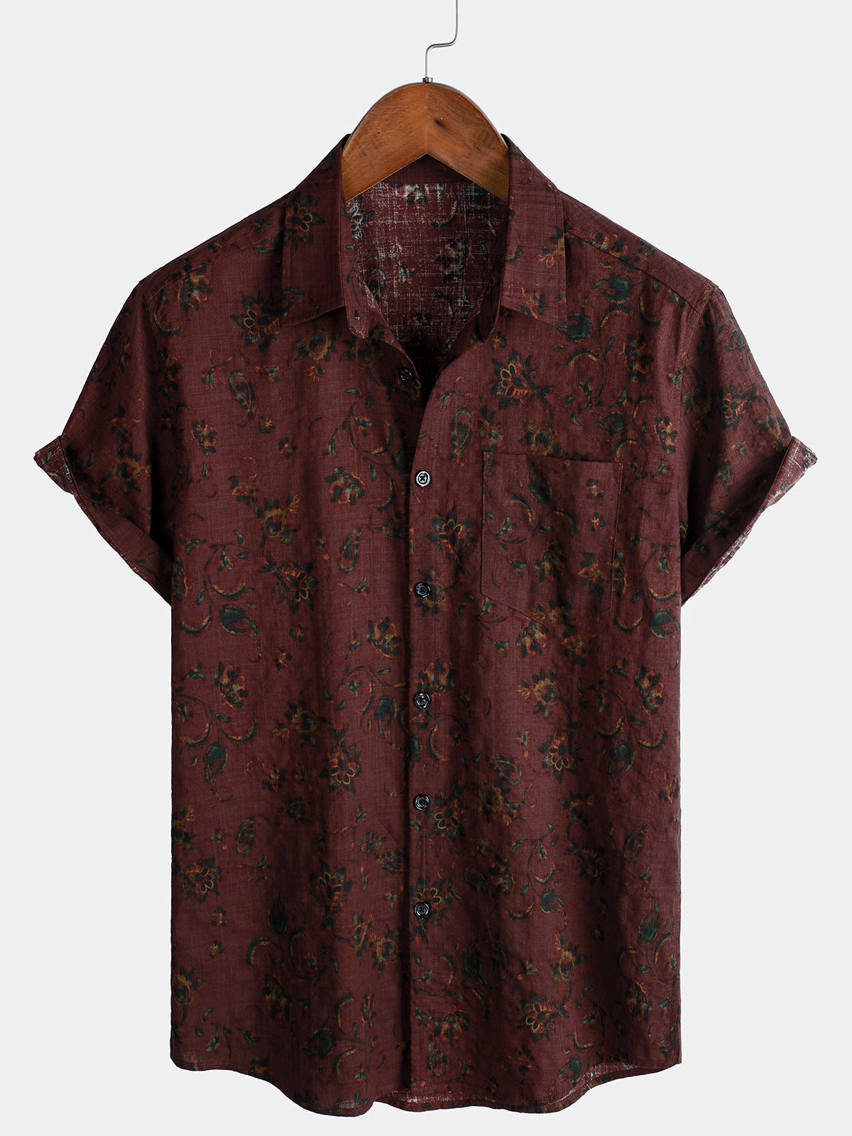 Chemise d'été à imprimé floral rétro bohème pour homme