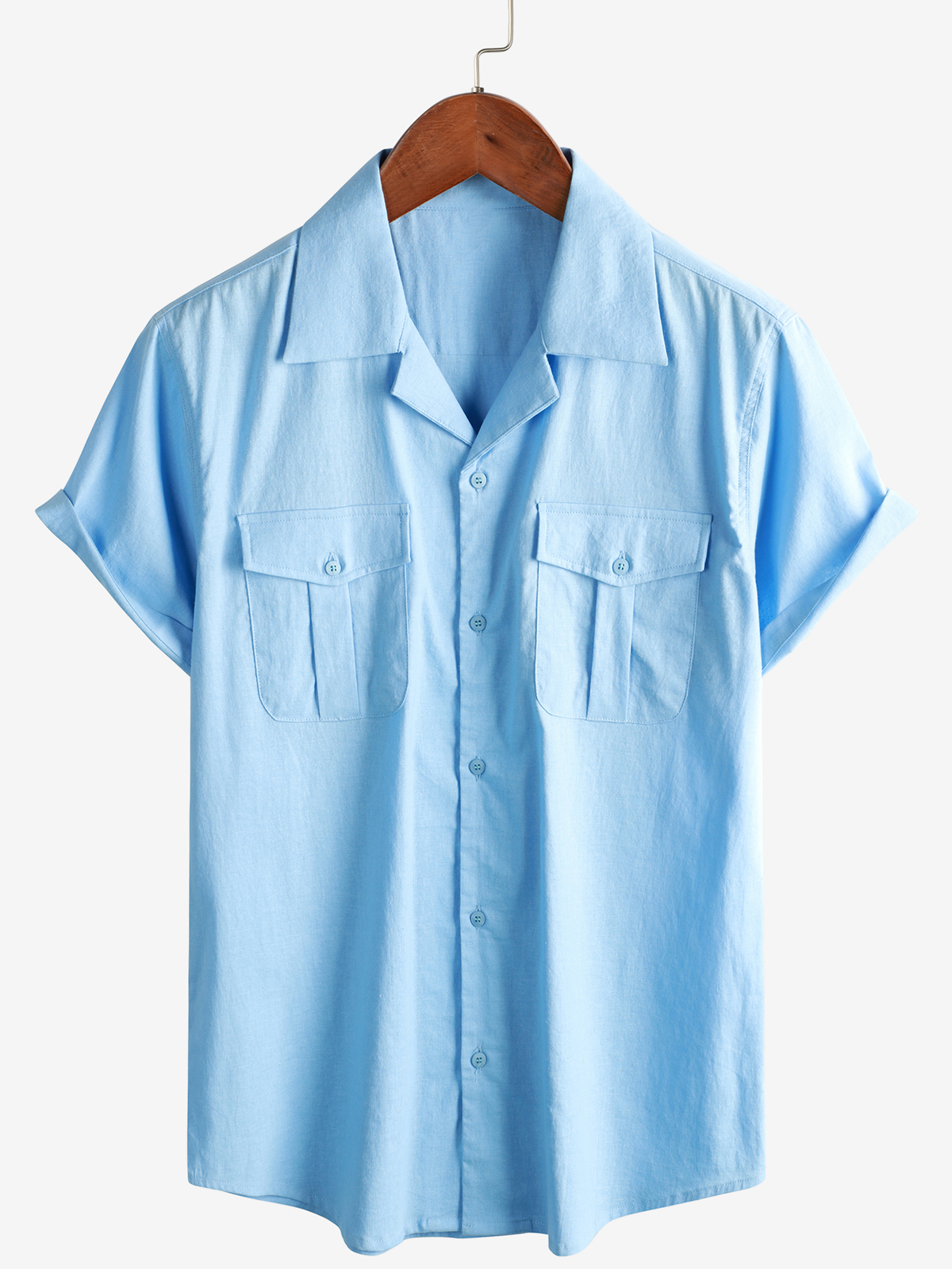 Chemise hawaïenne en coton et lin pour hommes, avec poche, plage cubaine, manches courtes, bouton d'été, chemise de camp