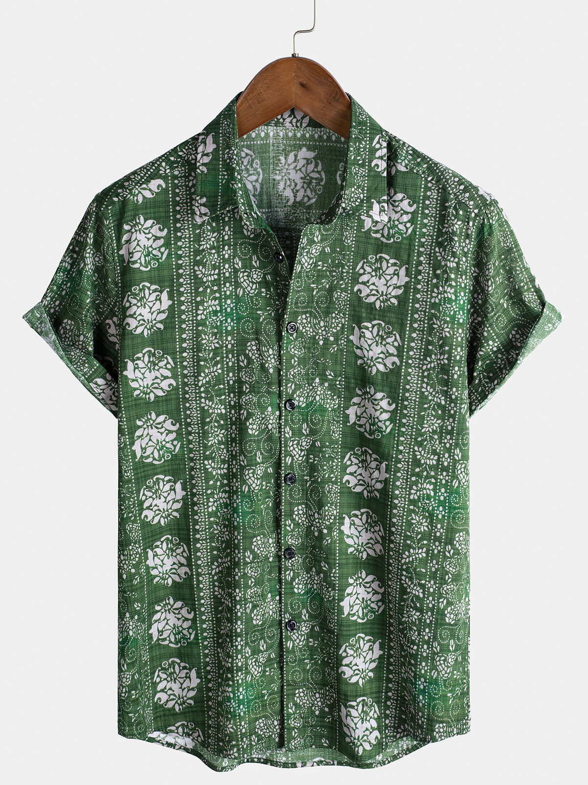 Chemise à manches courtes à rayures vintage pour homme