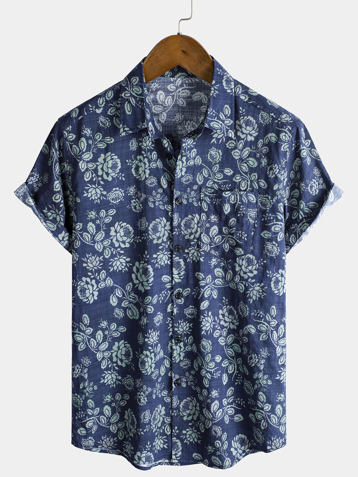 Chemise boutonnée à manches courtes et imprimé floral pour homme
