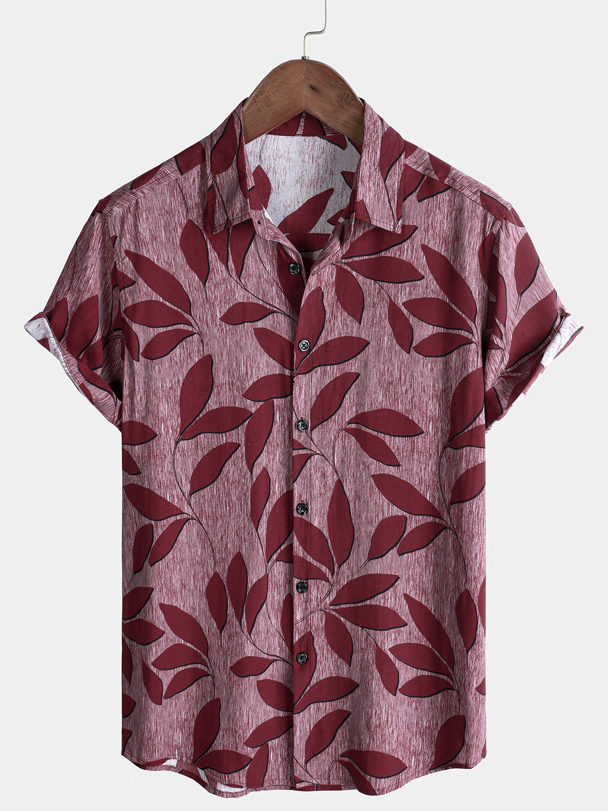 Chemise hawaïenne légère à manches courtes pour homme, motif feuilles tropicales et fleurs