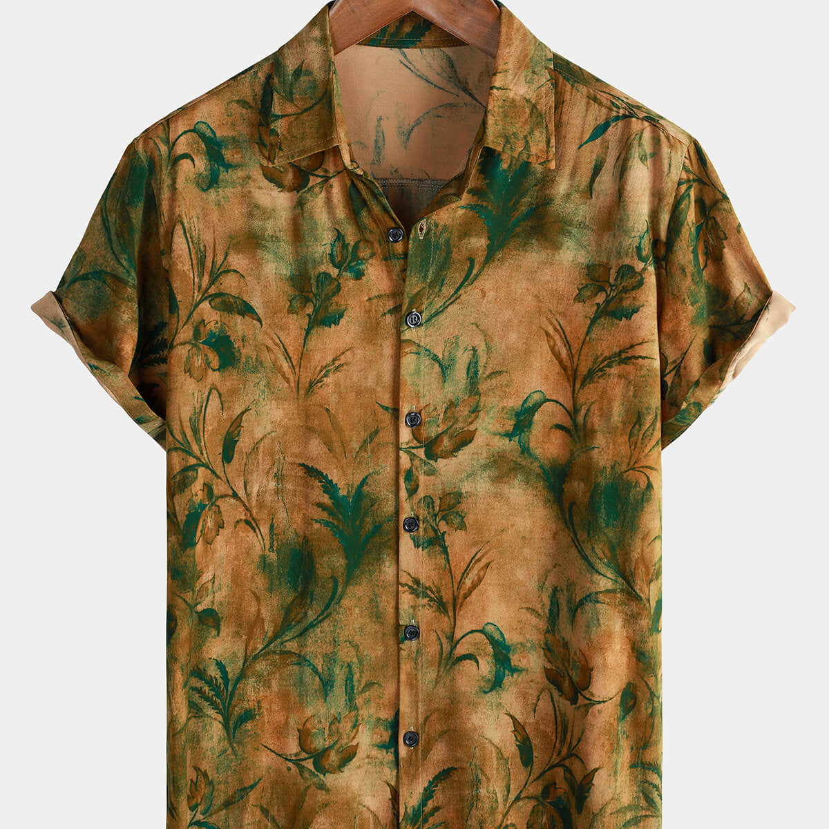 Chemise boutonnée à manches courtes pour hommes, Vintage, vacances, décontractée, florale, été