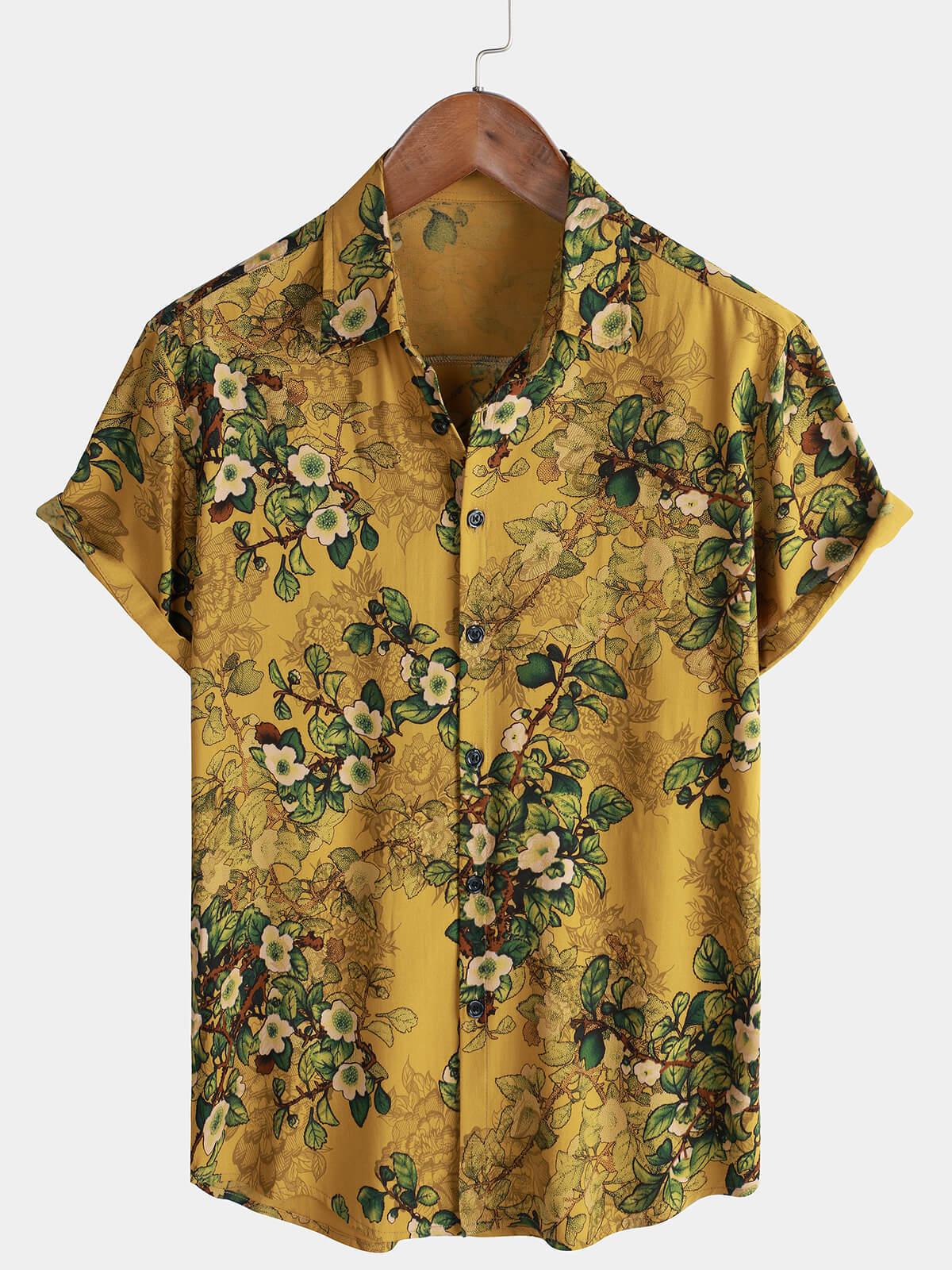 Chemise boutonnée à manches courtes pour hommes, Vintage, décontractée, en rayonne, douce, florale, manches courtes