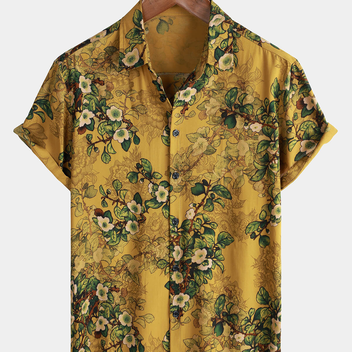Chemise boutonnée à manches courtes pour hommes, Vintage, décontractée, en rayonne, douce, florale, manches courtes