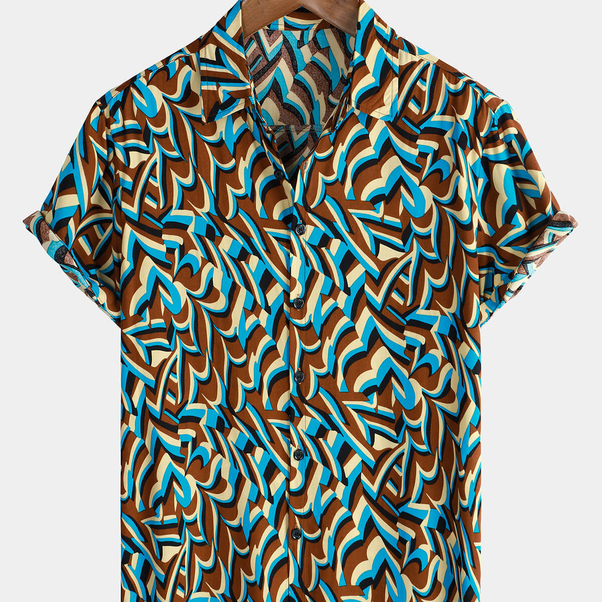 Chemise à manches courtes de plage d'été géométrique boutonnée cool pour hommes