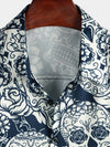 Chemise hawaïenne à manches courtes pour hommes imprimé Floral crâne de sucre Cool boutonnée drôle