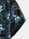 Chemise décontractée à manches courtes pour hommes, imprimé tête de mort florale bleue, bouton Cool