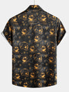 Chemise à manches courtes boutonnée pour hommes, Cool Orange Skull Diamond Print Rock and Roll