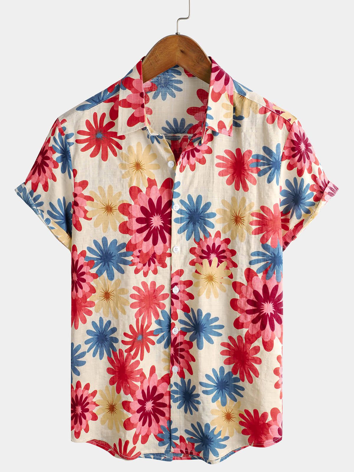 Chemise hawaïenne boutonnée à manches courtes pour hommes
